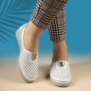 Pantofi dama, Pantofi casual dama cu platforma albi MOD14275, modlet.ro