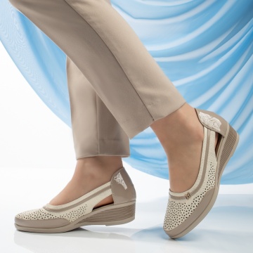 Pantofi casual dama cu platforma bej MOD13346, 3, modlet.ro