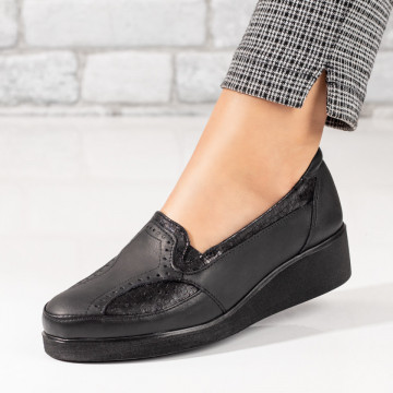 Pantofi casual dama cu platforma negri din Piele naturala MOD03624, 1, modlet.ro