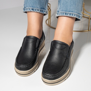Pantofi casual dama cu platforma negri din Piele naturala MOD10093, 4, modlet.ro