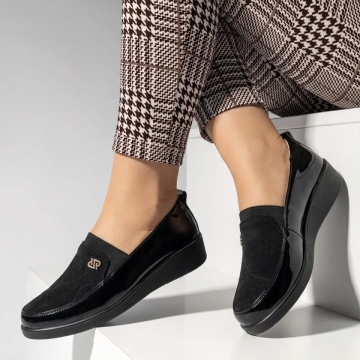Pantofi casual dama cu platforma negru suede MARA23