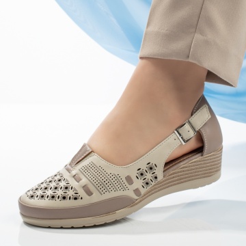 Pantofi casual dama cu platforma si perforatii dama bej MOD13343, 1, modlet.ro