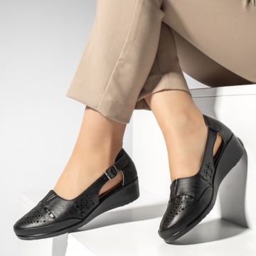 Pantofi casual dama cu platforma si perforatii dama negri MOD13343, 3, modlet.ro