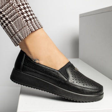 Pantofi casual dama cu platforma si perforatii negri MOD14242, 2, modlet.ro
