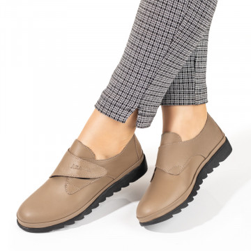 Pantofi casual dama cu scai khaki din Piele naturala MOD10350, 3, modlet.ro