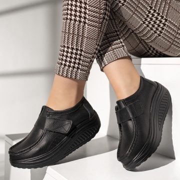 Pantofi casual dama cu scai negri din Piele naturala DORA28, 3, modlet.ro