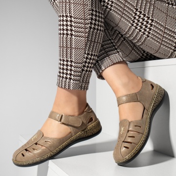 Pantofi casual dama cu scai si perforatii khaki MOD13344, 2, modlet.ro