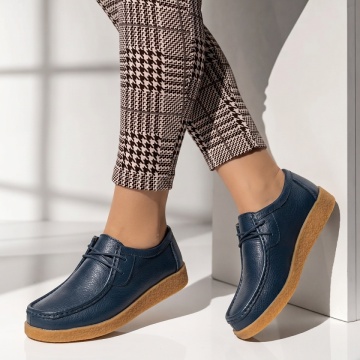 Pantofi casual dama cu siret albastri din Piele naturala MOD10903