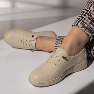 Pantofi casual dama cu siret elastic bej IOANA21