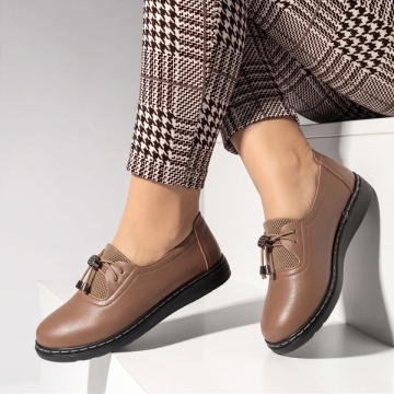 Pantofi casual dama cu siret elastic khaki IOANA7, 2, modlet.ro