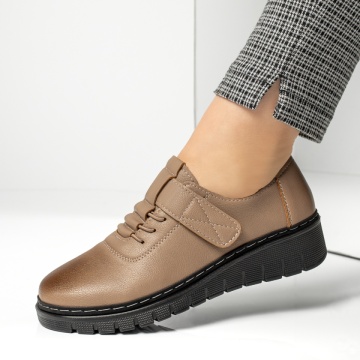 Pantofi casual dama cu siret elastic maro MOD10331, 2, modlet.ro