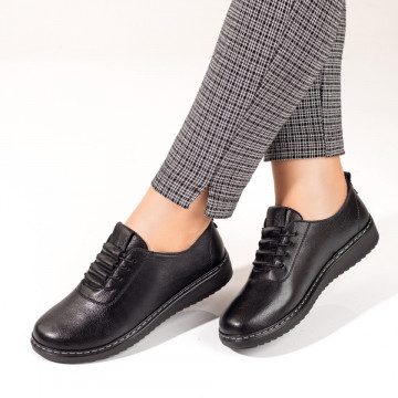 Pantofi dama, Pantofi casual dama cu siret elastic negri IOANA4, modlet.ro