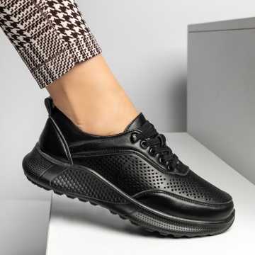 Pantofi dama, Pantofi casual dama cu siret elastic negri LIA7, modlet.ro