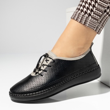 Pantofi casual dama cu siret elastic negri MOD14272, 2, modlet.ro