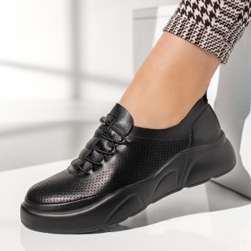 Pantofi casual dama cu siret elastic negri ZEF13365, 2, zeforia.ro
