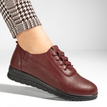 Pantofi casual dama cu siret elastic rosii MOD12424, 4, modlet.ro