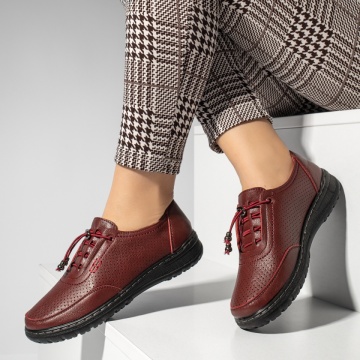 Pantofi casual dama, Pantofi casual dama cu siret elastic rosii MOD14252, modlet.ro