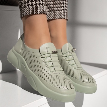 Pantofi casual dama cu siret elastic verzi MOD13365, 4, modlet.ro