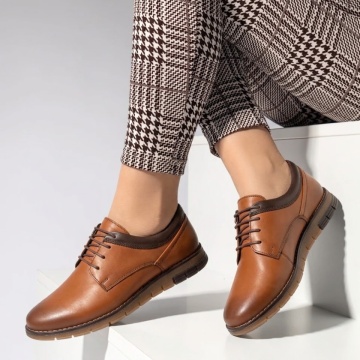 CUPON, Pantofi casual dama cu siret maro deschis din Piele naturala MOD10253, modlet.ro