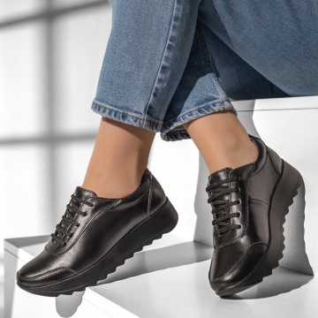 Pantofi casual dama cu siret negri din Piele naturala MOD00430, 2, modlet.ro
