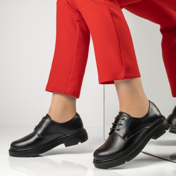 Pantofi casual dama cu siret negri din Piele naturala MOD13415, 2, modlet.ro
