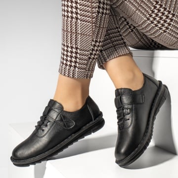 Pantofi casual dama cu siret si scai negri ZEF13227, 1, zeforia.ro