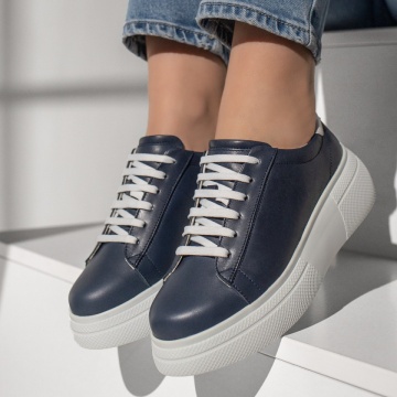 Pantofi casual dama cu talpa groasa albastri din Piele naturala MOD10110, 2, modlet.ro