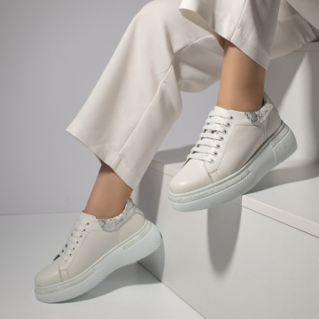 Pantofi casual dama cu talpa groasa albi din Piele naturala MOD08254, 4, modlet.ro