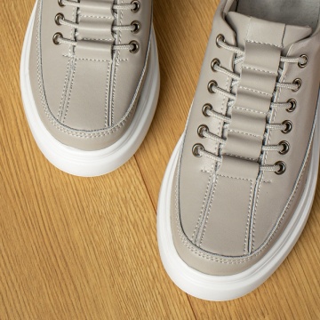 Pantofi casual dama cu talpa groasa gri din Piele naturala MOD11702, 2, modlet.ro