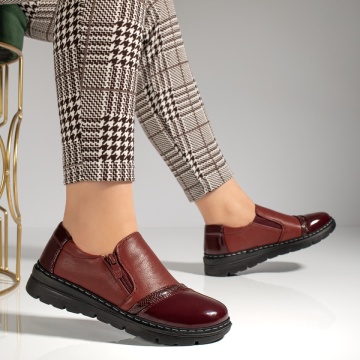 Pantofi casual dama cu talpa groasa si fermoar rosii MOD12983, 3, modlet.ro
