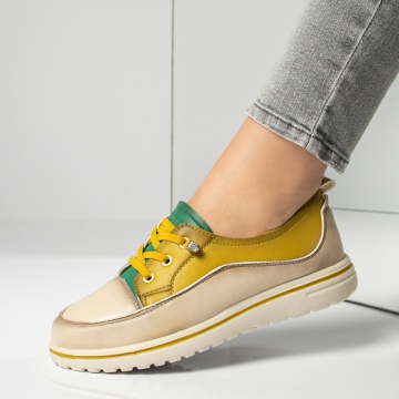 Pantofi casual dama cu talpa joasa galbeni MOD13162, 1, modlet.ro