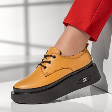 Pantofi casual dama galbeni din Piele naturala MOD10461, 2, modlet.ro