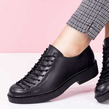 Pantofi casual dama negri cu siret din Piele naturala MOD03549, 3, modlet.ro