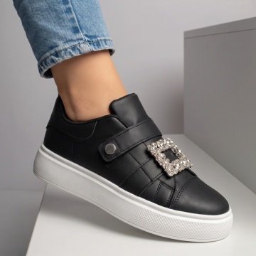 Pantofi casual dama negri cu talpa groasa si scai MOD08086, 2, modlet.ro