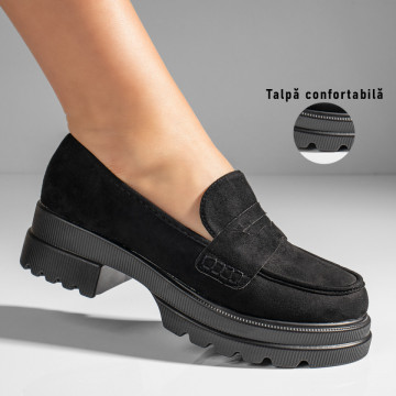 Pantofi casual dama negri suede cu talpa groasa MOD11036, 3, modlet.ro