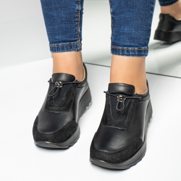 Pantofi casual dama negri suede din Piele naturala MOD03626, 4, modlet.ro