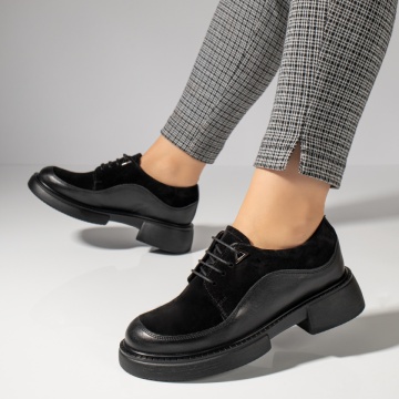Pantofi casual dama negri suede din Piele naturala MOD12136, 3, modlet.ro