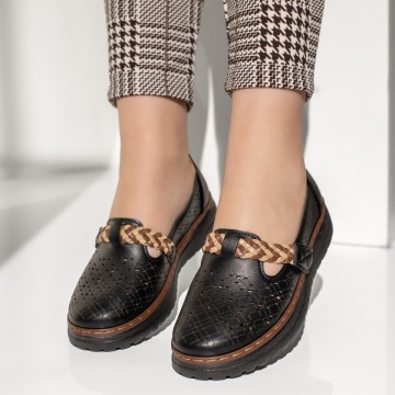 Pantofi casual dama perforati cu scai negri MOD13263, 2, modlet.ro