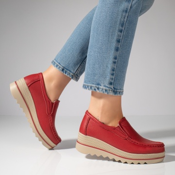 Pantofi casual dama rosii din Piele naturala MOD10093, 2, modlet.ro