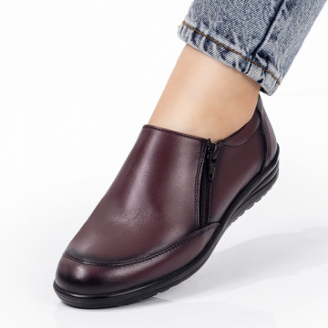 Pantofi casual dama visinii cu fermoar din Piele naturala MOD03568, 1, modlet.ro