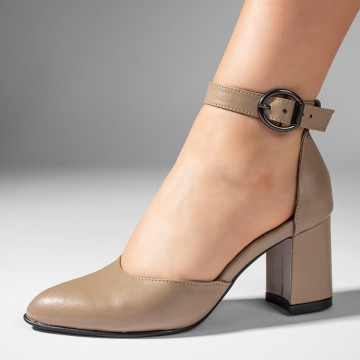 Pantofi cu toc gros dama gri din Piele naturala MOD11062, 1, modlet.ro