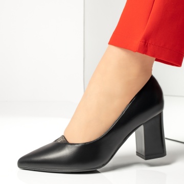 Pantofi cu toc gros dama negri MOD13361, 2, modlet.ro