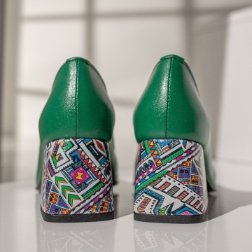 Pantofi cu toc gros dama verzi din Piele naturala MOD12048, 4, modlet.ro