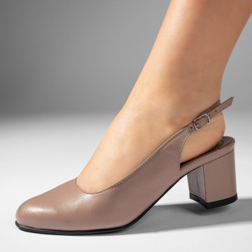 Pantofi cu toc gros si bareta nude din Piele naturala MOD11063, 1, modlet.ro