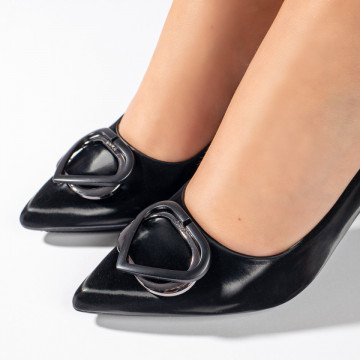 Pantofi cu toc subtire dama negri MOD10958, 5, modlet.ro