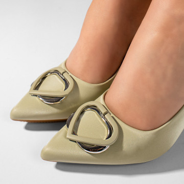 Pantofi cu toc subtire dama verzi MOD10958, 5, modlet.ro
