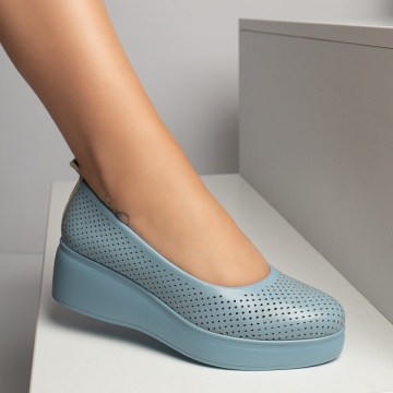 Pantofi dama casual cu platforma si perforatii albastri MOD11655, 3, modlet.ro
