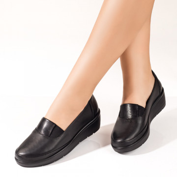 Pantofi dama casual negri cu platforma din Piele naturala MOD08302, 3, modlet.ro