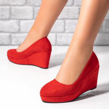 Pantofi dama cu platforma rosii suede MOD03310, 3, modlet.ro