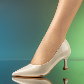 Pantofi dama cu toc bej MOD13931, 1, modlet.ro